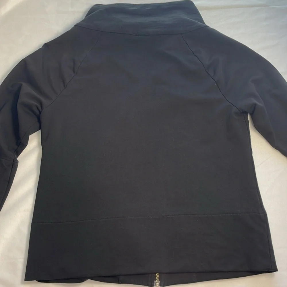 Ann Taylor Black Full Zip Lightweight Jacket 3/4 Length Sleeves Pockets‎ Size M